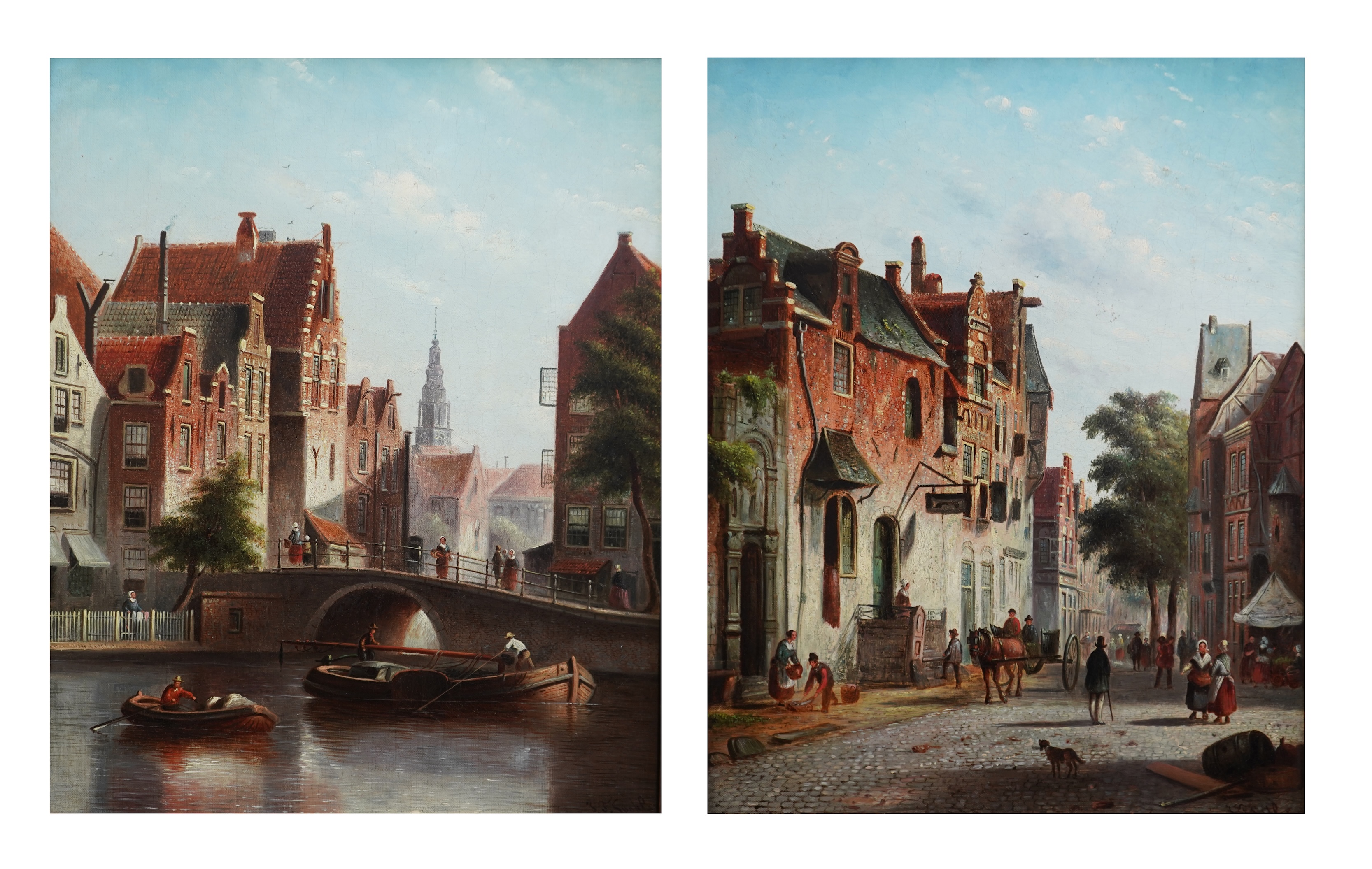 Johannes Franciscus Spohler, Dutch 1853-1894, A pair of Dutch town scenes